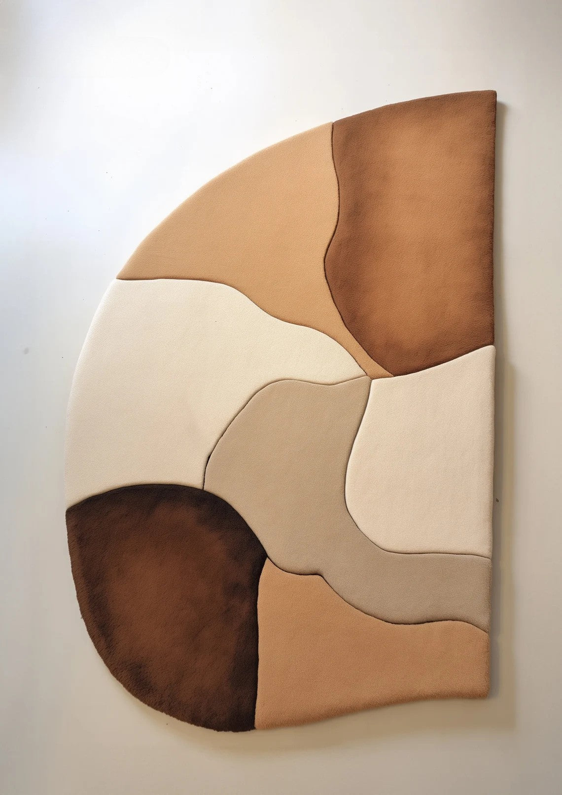 Modern Flow Irregular Hand Tufted Rug in beige and brown – top view