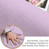 Light purple rabbit fur carpet with a close-up of a hand touching it