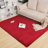 Maroon rabbit fur carpet in a living room