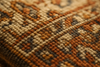 A macro close-up of a luxury handmade rug, showing the intricate knots, fine threads, and subtle variations in color, with shallow depth of field so the weave texture is sharp and the background softly blurred, warm natural light bringing out the richness of the fibers, ultra-high detail, artistic composition.
