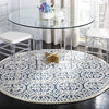 White & Blue Round Hand Tufted Carpet