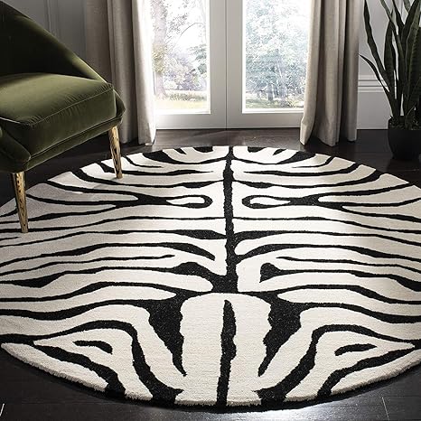 Black & White Round Hand Tufted Carpet