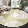 Green & White Round Hand Tufted Carpet