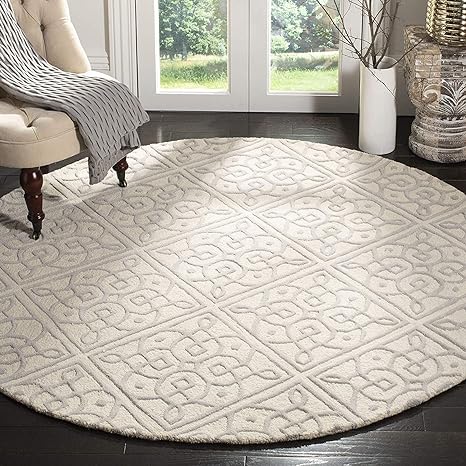 Ivory & beige Round Hand Tufted Carpet