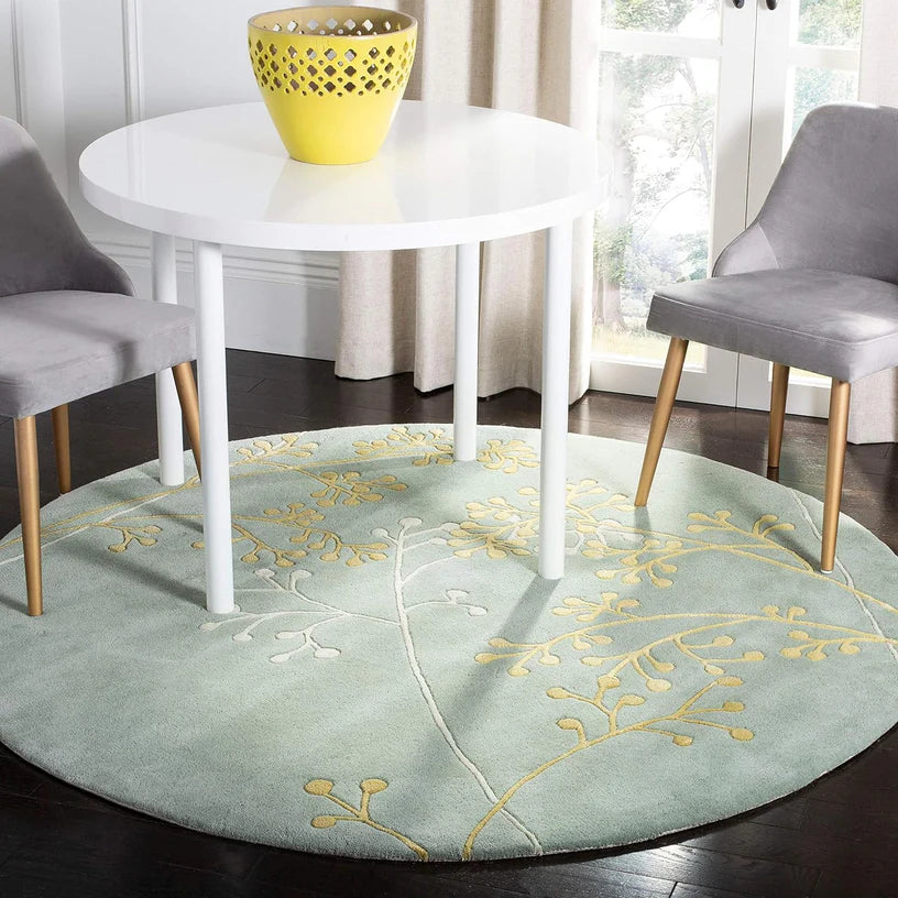 Grey & Gold Round Hand Tufted Carpet