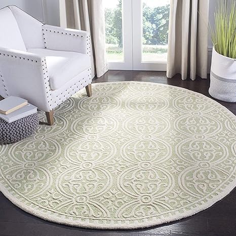 White & Beige Round Hand Tufted Carpet