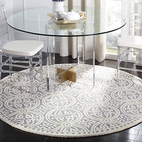 White & Grey Round Hand Tufted Carpet