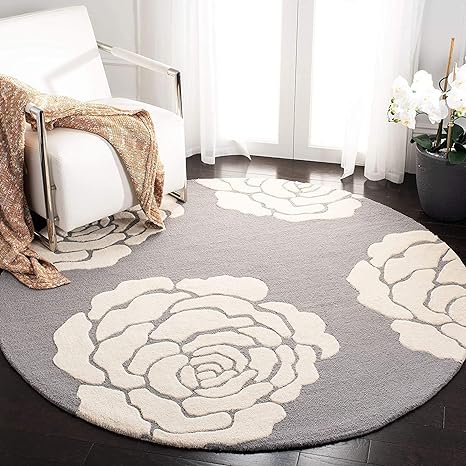 Ivory & Grey Round Hand Tufted Carpet