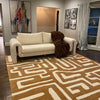 Walker Maze Rug in modern living room with beige and ivory tones