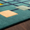 Close-up of abstract pattern on multicolor wool rug