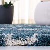 Blue Ivory Moroccan Trellis Microfiber Shaggy Rug