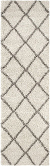 Ivory Grey Diamond Trellis Microfiber Shaggy Rug