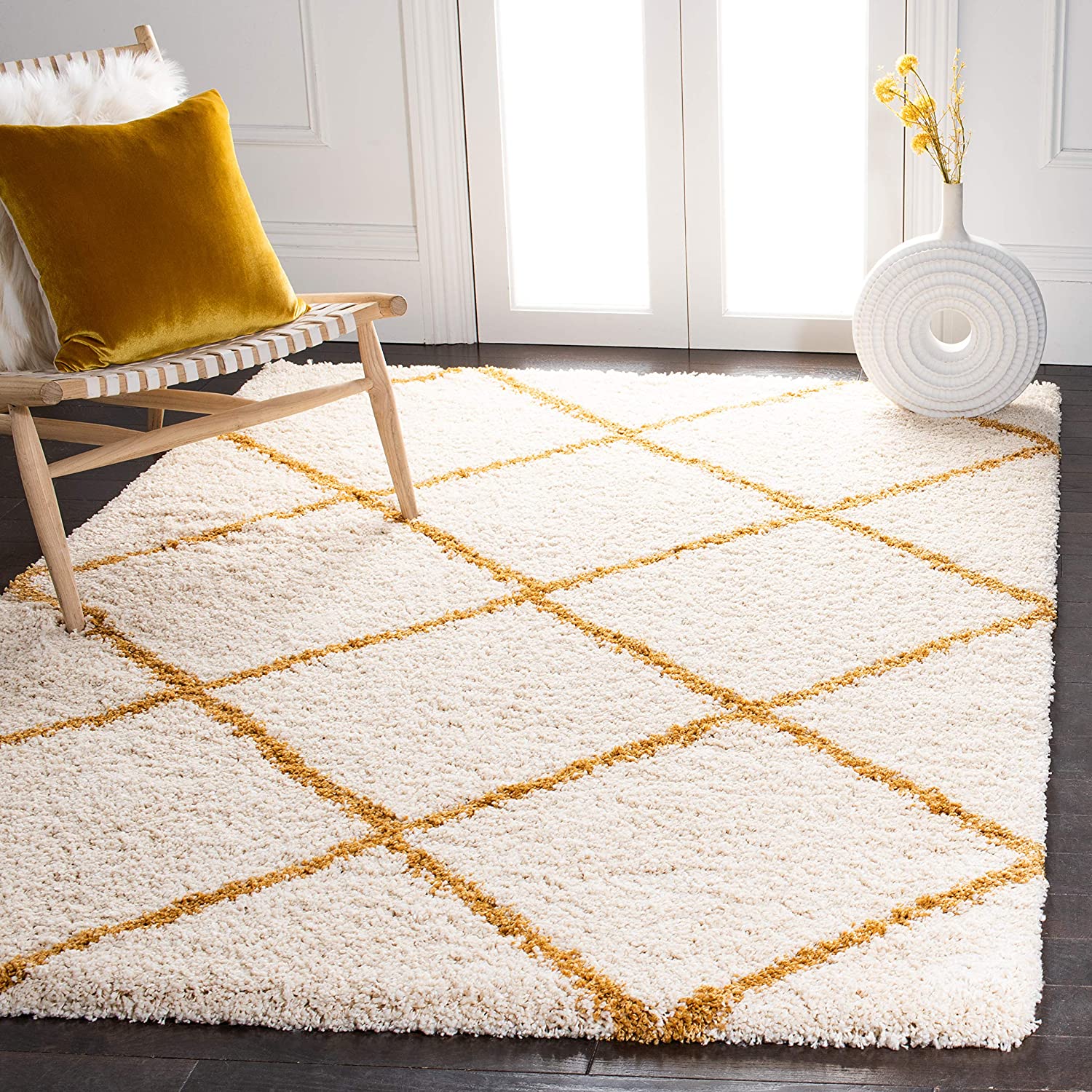 Gold on sale shag rug