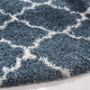 Blue Ivory Moroccan Trellis Microfiber Shaggy Rug