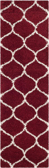 Red Ivory Ogee Trellis Microfiber Shaggy Rug