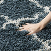 Blue Ivory Moroccan Trellis Microfiber Shaggy Rug