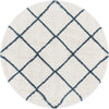 Ivory Blue Diamond Trellis Microfiber Shaggy Rug