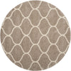 Beige Ivory Ogee Trellis Microfiber Shaggy Rug
