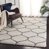 Ivory Grey Ogee Trellis Microfiber Shaggy Rug