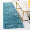 Turquoise Solid Microfiber Shaggy Rug