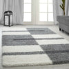 Cream Grey Microfiber Shaggy Rug