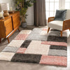 Pink Grey 3D Microfiber&Silk Shaggy Rug