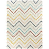 White Multicolor Microfiber Shaggy Rug