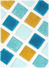 Blue Yellow 3D Microfiber&Silk Shaggy Rug