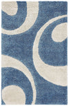 Blue Cream 3D Microfiber Shaggy Rug