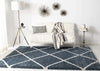 Blue Ivory Diamond Trellis Microfiber Shaggy Rug