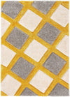 Grey Yellow 3D Microfiber&Silk Shaggy Rug