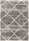 Grey Ivory Diamond Trellis Microfiber Shaggy Rug