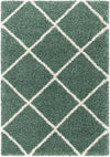 Green Ivory Diamond Trellis Microfiber Shaggy Rug