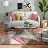 Buy Fluffy pink diamond shaggy rug in a modern living room