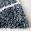 Blue Ivory Diamond Trellis Microfiber Shaggy Rug