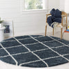 Blue Ivory Diamond Trellis Microfiber Shaggy Rug