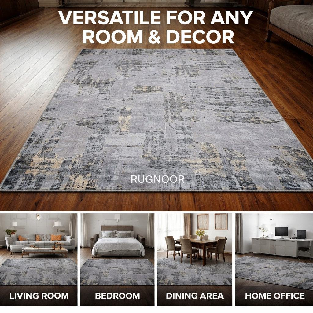 Simo Grey Gold Modern Rug