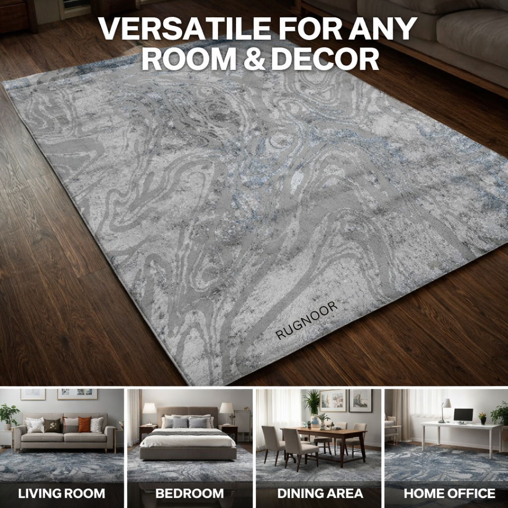 Leno Grey Blue Modern Rug
