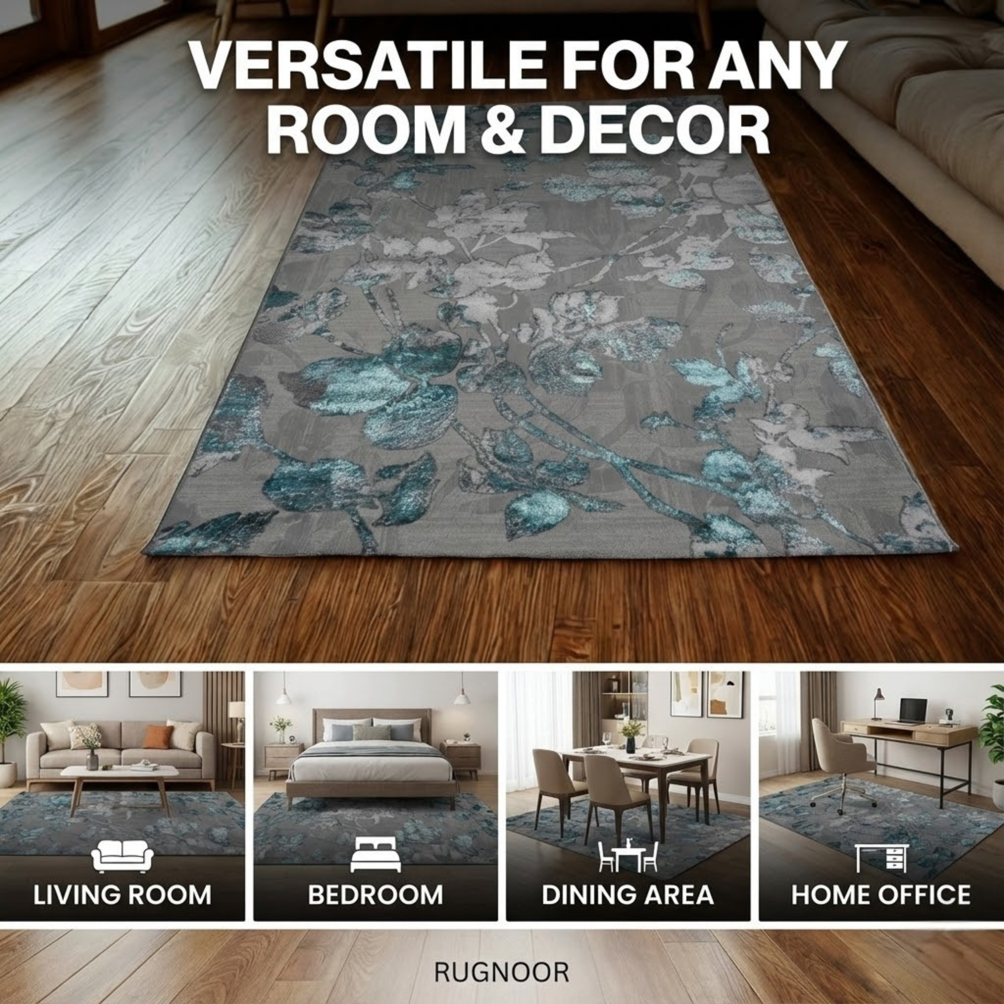 Sera Turquoise Grey Modern Rug