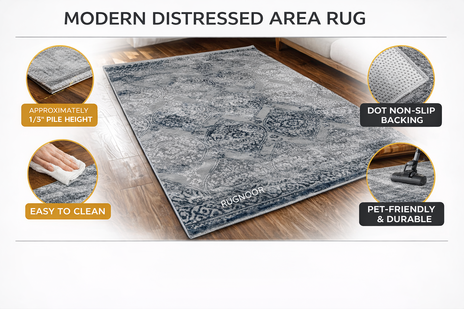 Zivo Grey Blue Modern Rug