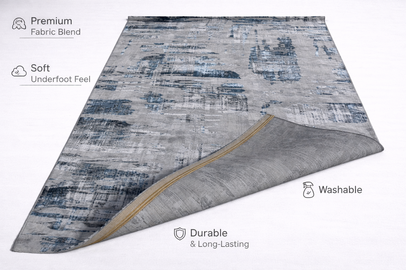 Navi Grey Blue Modern Rug