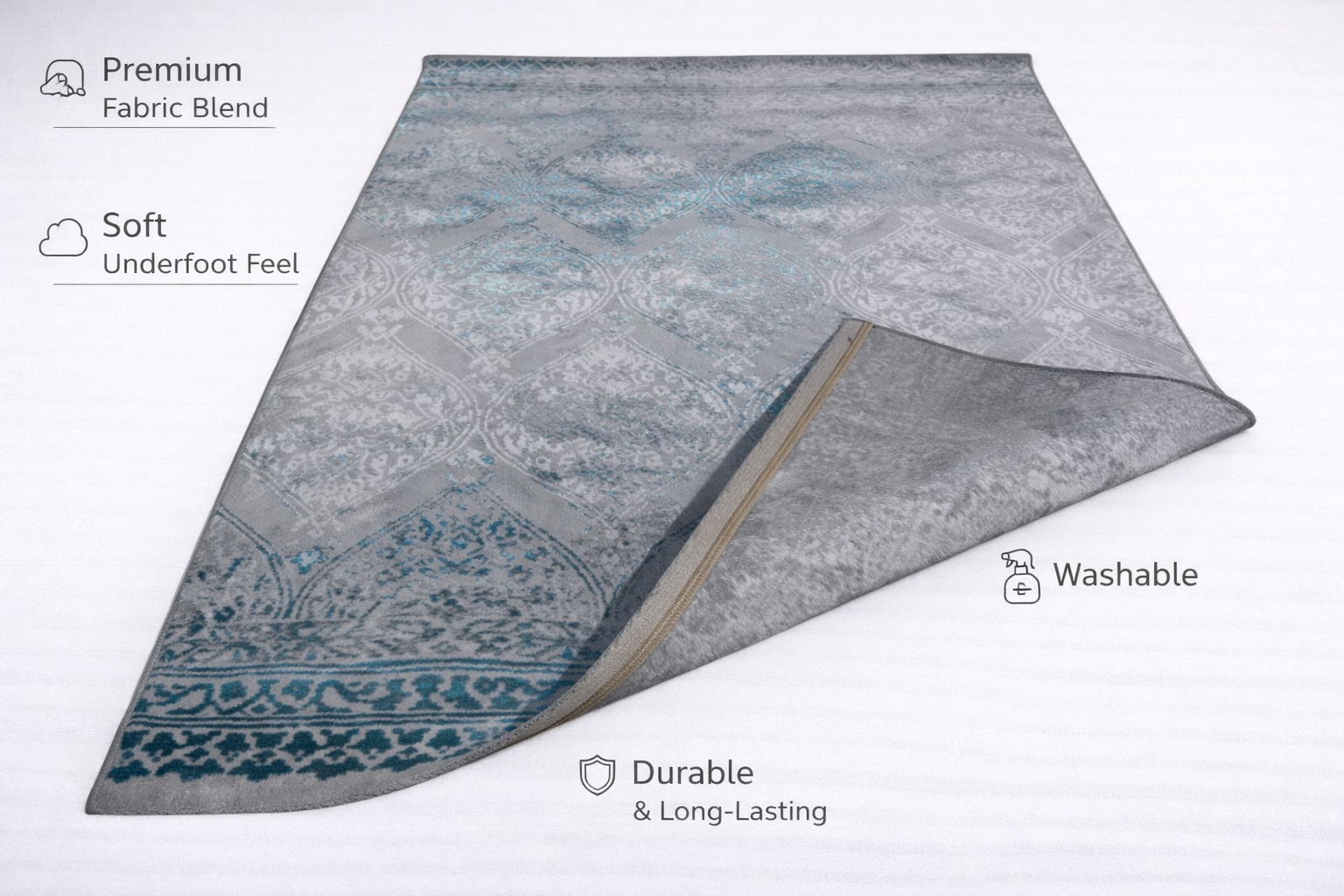 Zaro Teal Grey Modern Rug