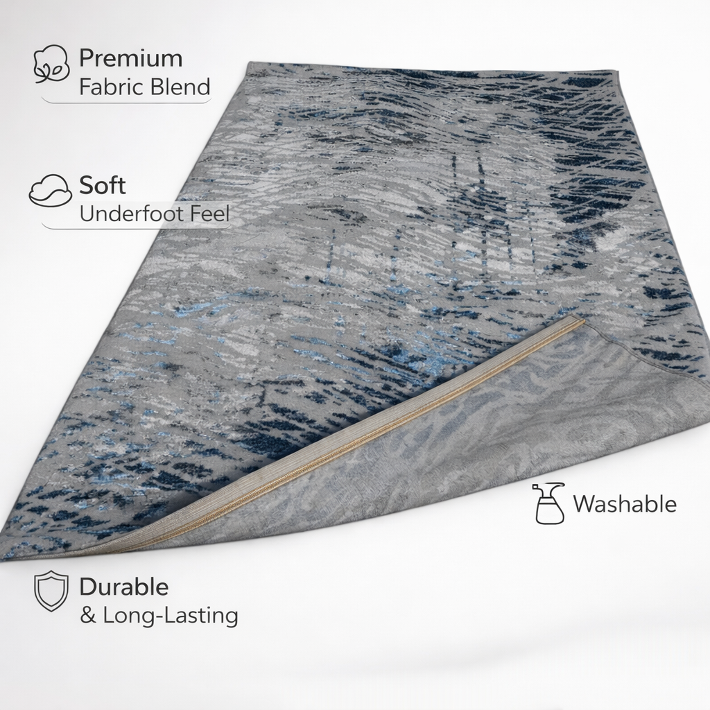 Lara Grey Navy Modern Rug