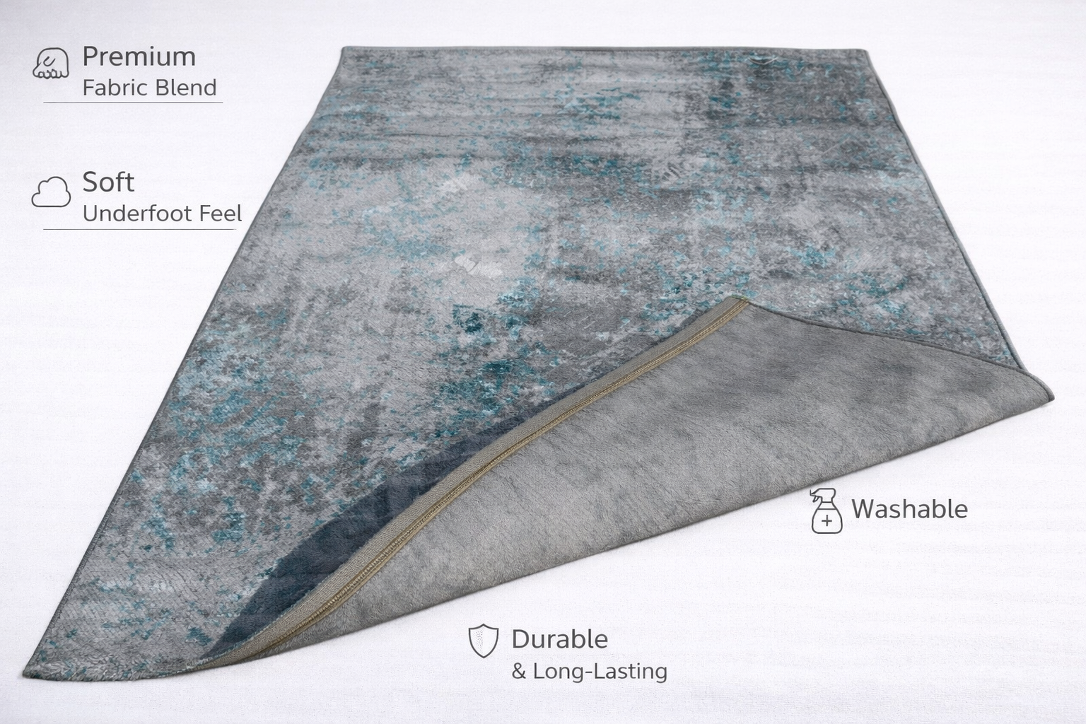 Taro Turquoise Grey Modern Rug