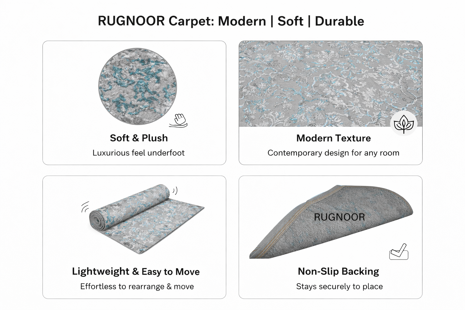 Luno Grey Turquoise Floral Rug