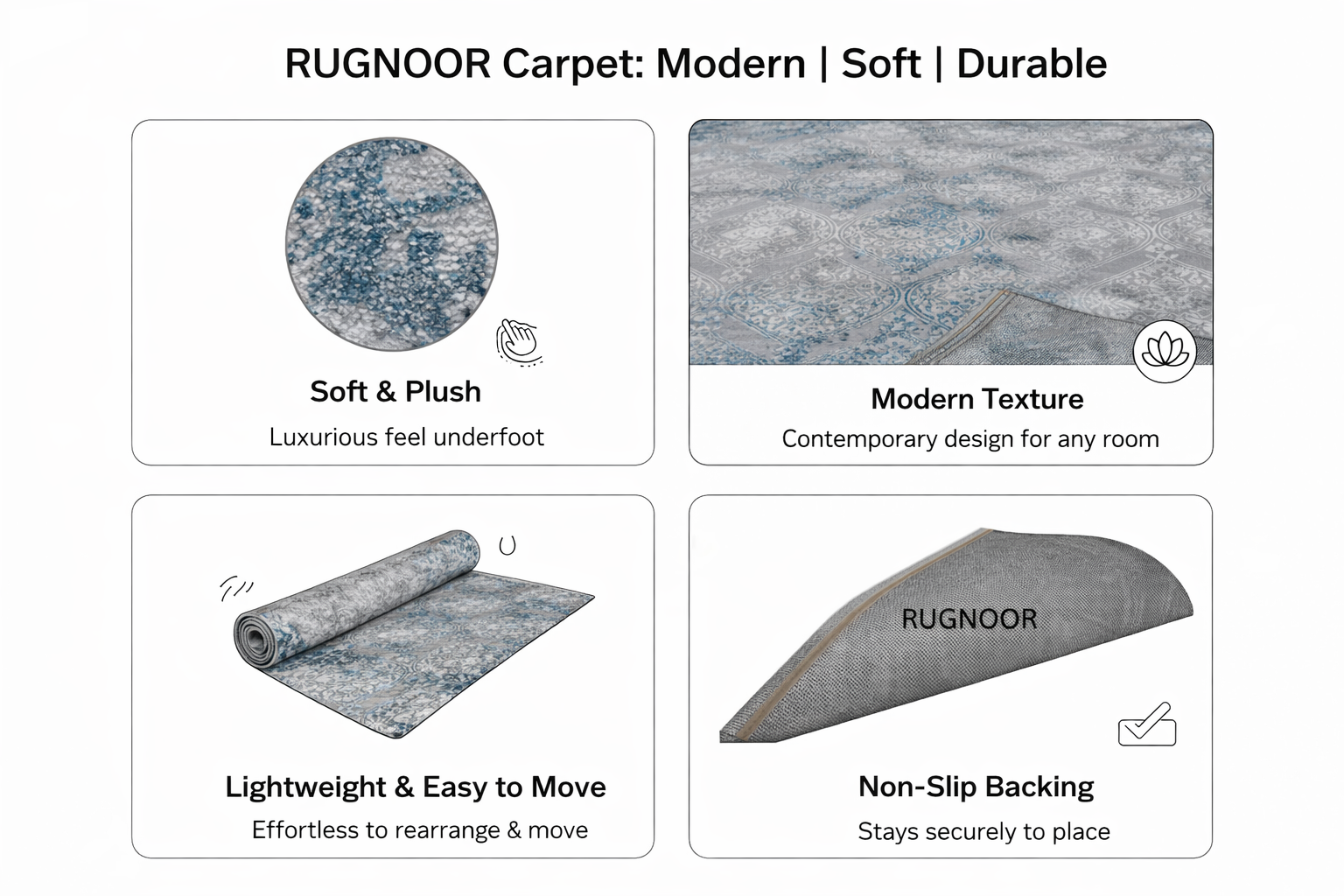Zivo Grey Blue Modern Rug