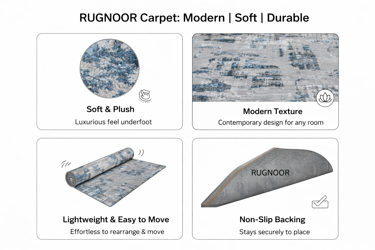 Navi Grey Blue Modern Rug