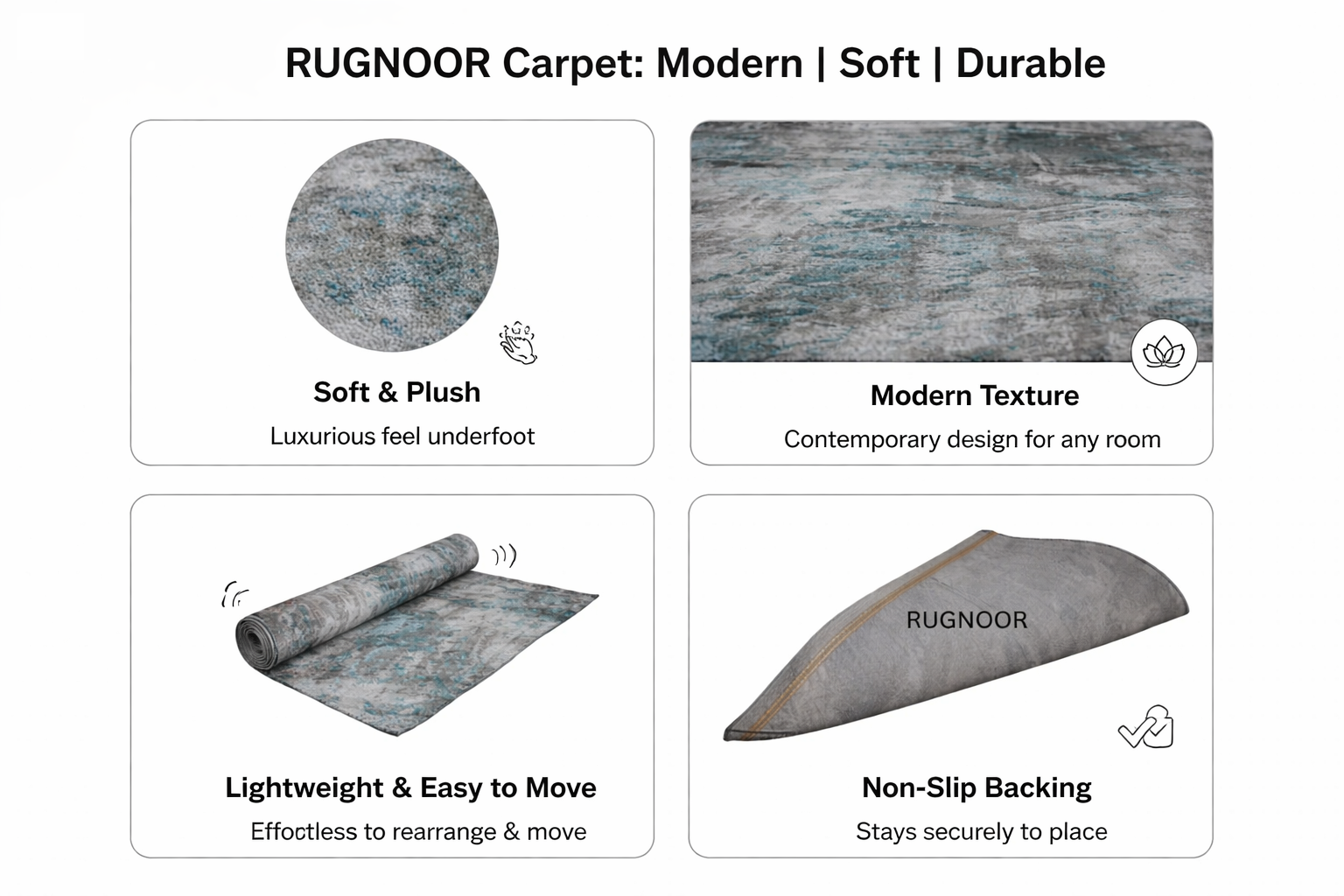 Taro Turquoise Grey Modern Rug