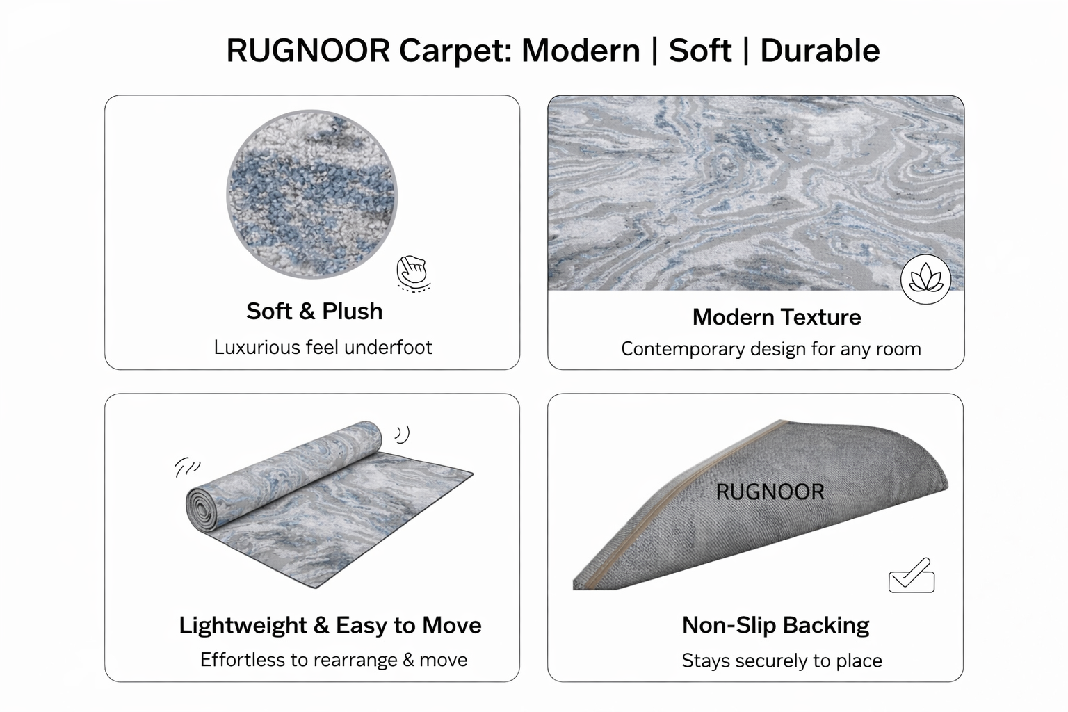 Leno Grey Blue Modern Rug