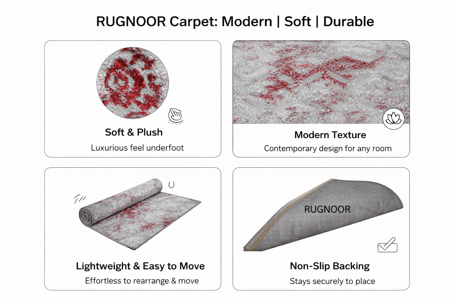 Sero Grey Red Modern Rug